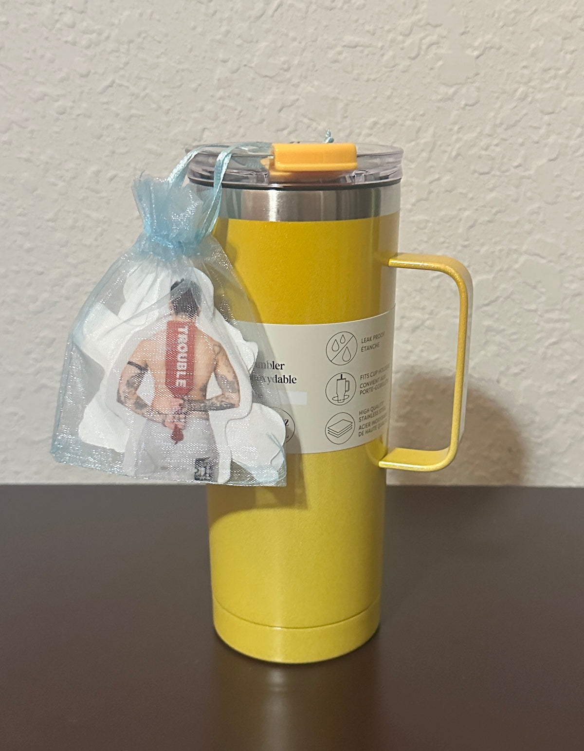Yellow Stickered Travel Mug